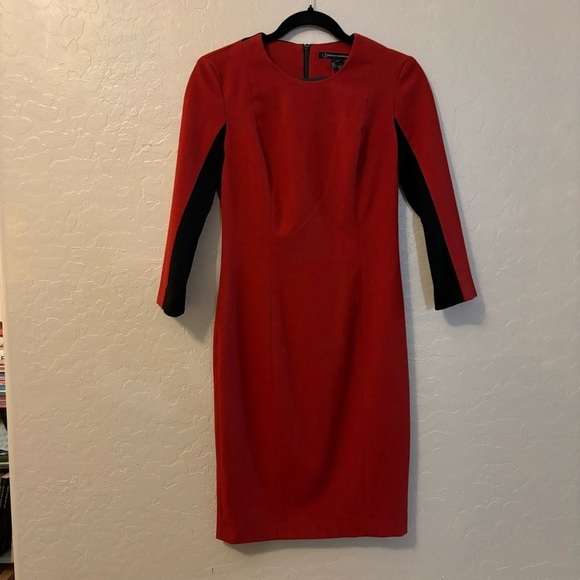 French Connection Formula Red Fast Arte Wool Block Panel Dress 4 Business Office - Picture 3 of 8